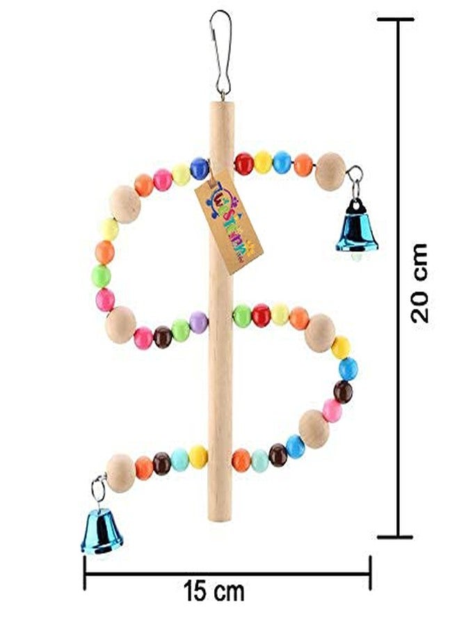 ويستيرن إرا لعبة تأرجح خشبية طبيعية مرحة على شكل خرز للطيور، من العصر الغربي - Image 3